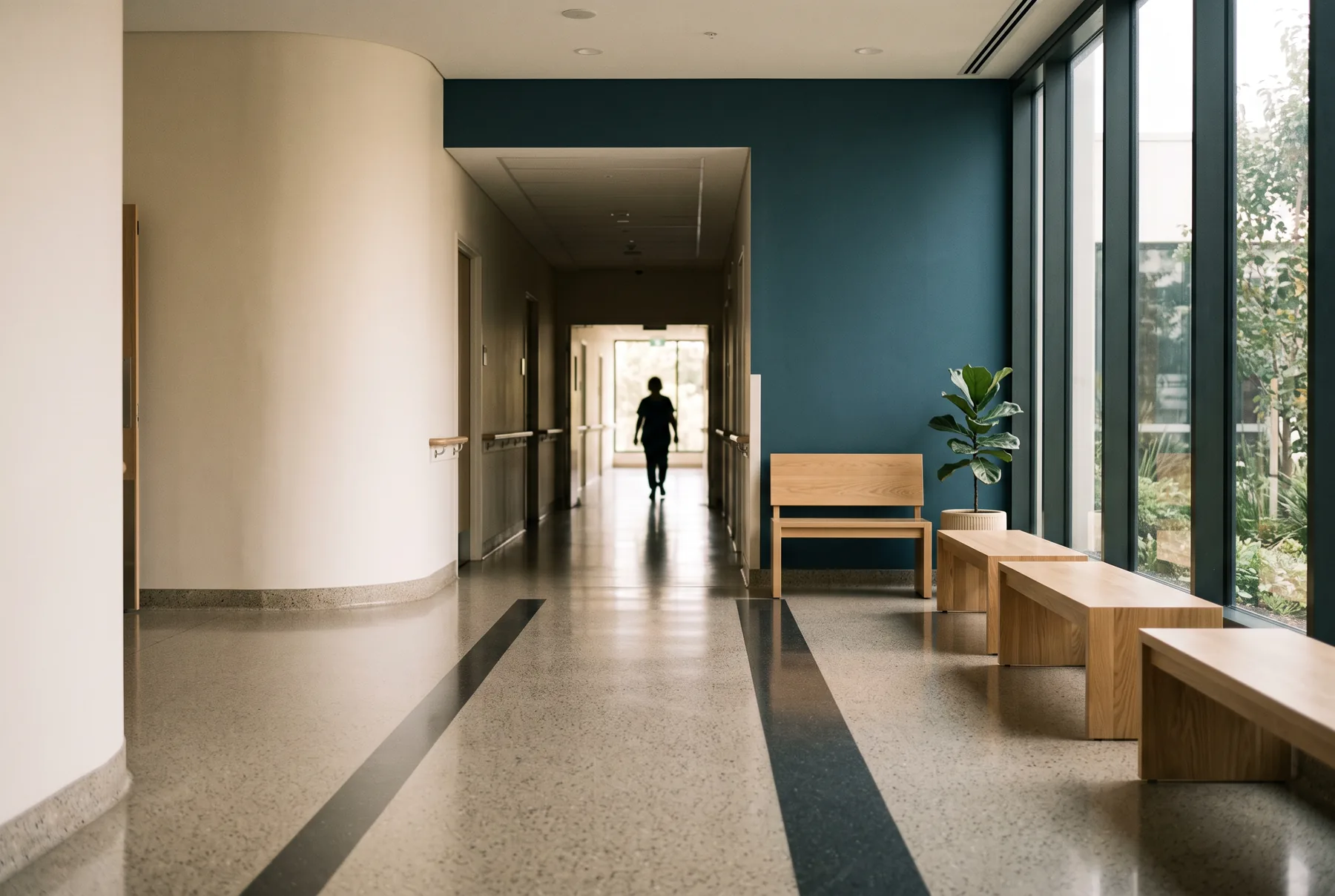 Kliniğin bekleme alanı ve randevu bankosu